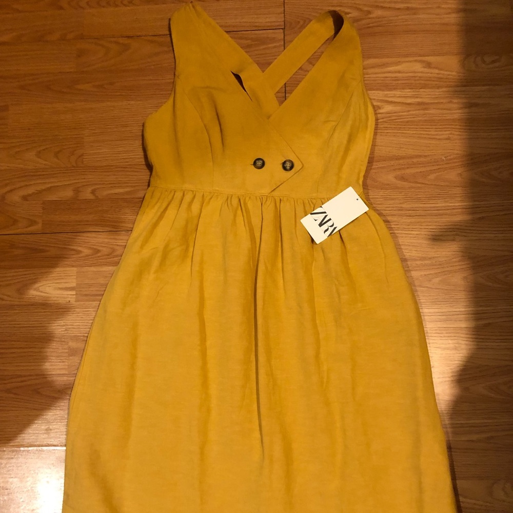 ZARA Mustard Midi Dress